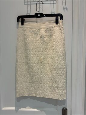 MOSCHINO CHEAP AND CHIC Cream Textured Jacquard Pencil Skirt Size 8 ⭐️